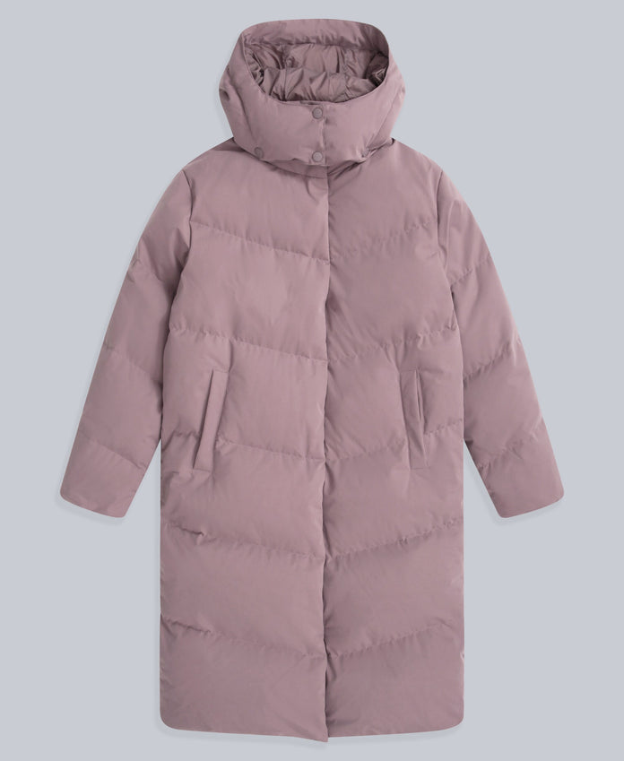 Tess Womens Long Line Down Jacket - Taupe