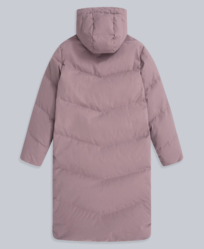 Tess Womens Long Line Down Jacket - Taupe