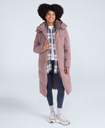 Tess Womens Long Line Down Jacket - Taupe