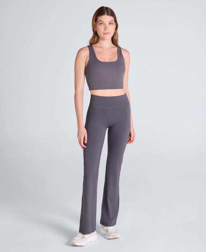 Womens Flared Leggings - Charcoal