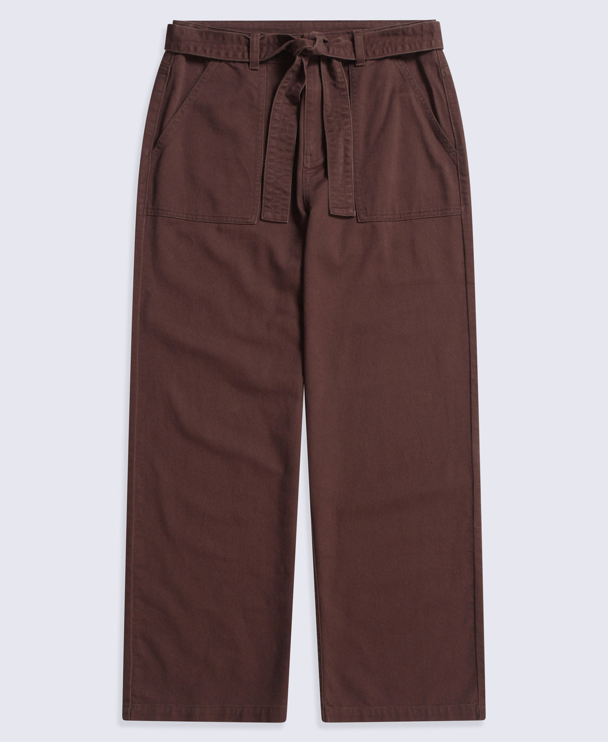 High Waisted Womens Straight Leg Trousers - Brown