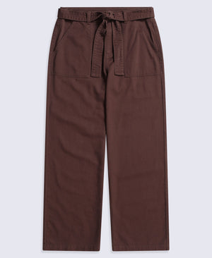 High Waisted Womens Straight Leg Trousers - Brown
