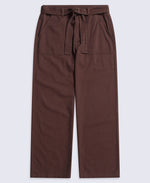 High Waisted Womens Straight Leg Trousers - Brown