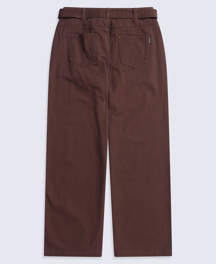 High Waisted Womens Straight Leg Trousers - Brown