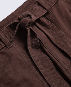 High Waisted Womens Straight Leg Trousers - Brown