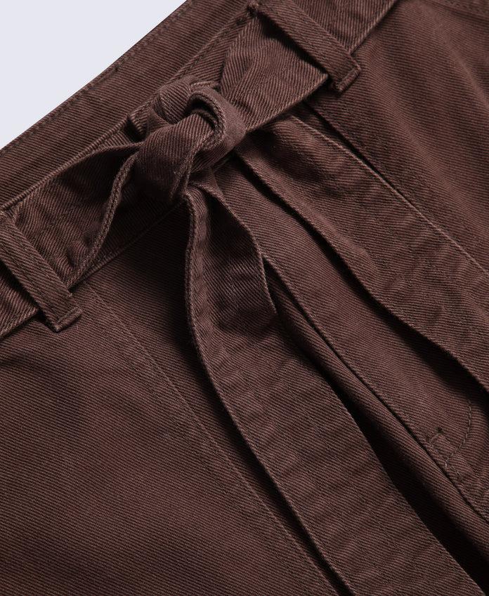 High Waisted Womens Straight Leg Trousers - Brown