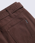 High Waisted Womens Straight Leg Trousers - Brown
