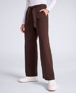 High Waisted Womens Straight Leg Trousers - Brown