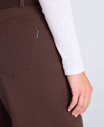 High Waisted Womens Straight Leg Trousers - Brown