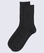 Flynn Mens Ribbed Mid Calf Socks- 3 Pack - Black