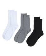 Flynn Mens Ribbed Mid Calf Socks- 3 Pack - Black