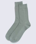 Flynn Mens Ribbed Mid Calf Socks- 3 Pack - Dark Beige