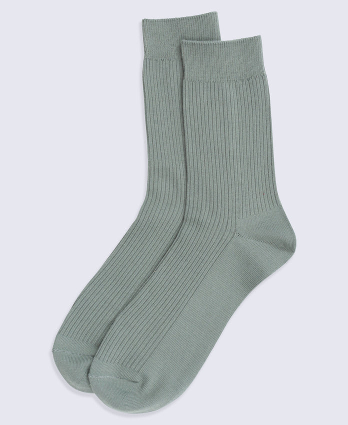 Flynn Mens Ribbed Mid Calf Socks- 3 Pack - Dark Beige