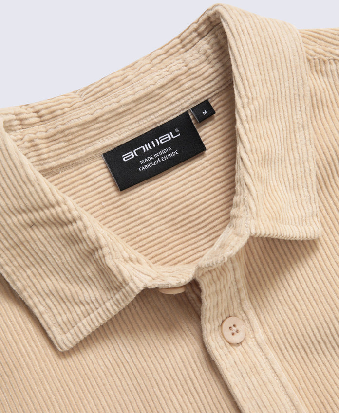 Lewis Mens Cord Shirt - Beige