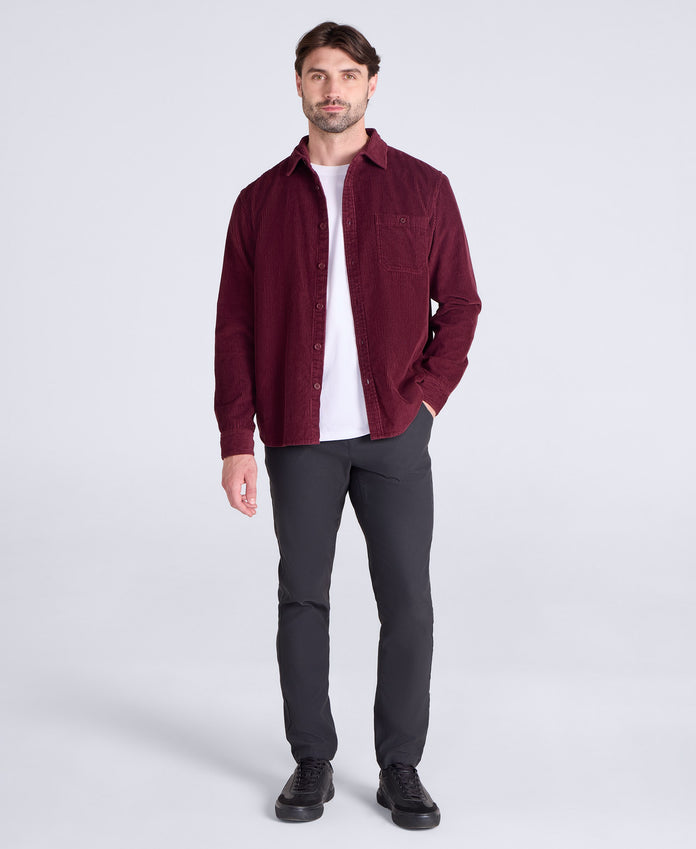 Lewis Mens Cord Shirt - Burgundy