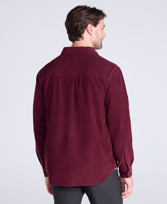Lewis Mens Cord Shirt - Burgundy