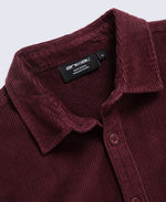 Lewis Mens Cord Shirt - Burgundy