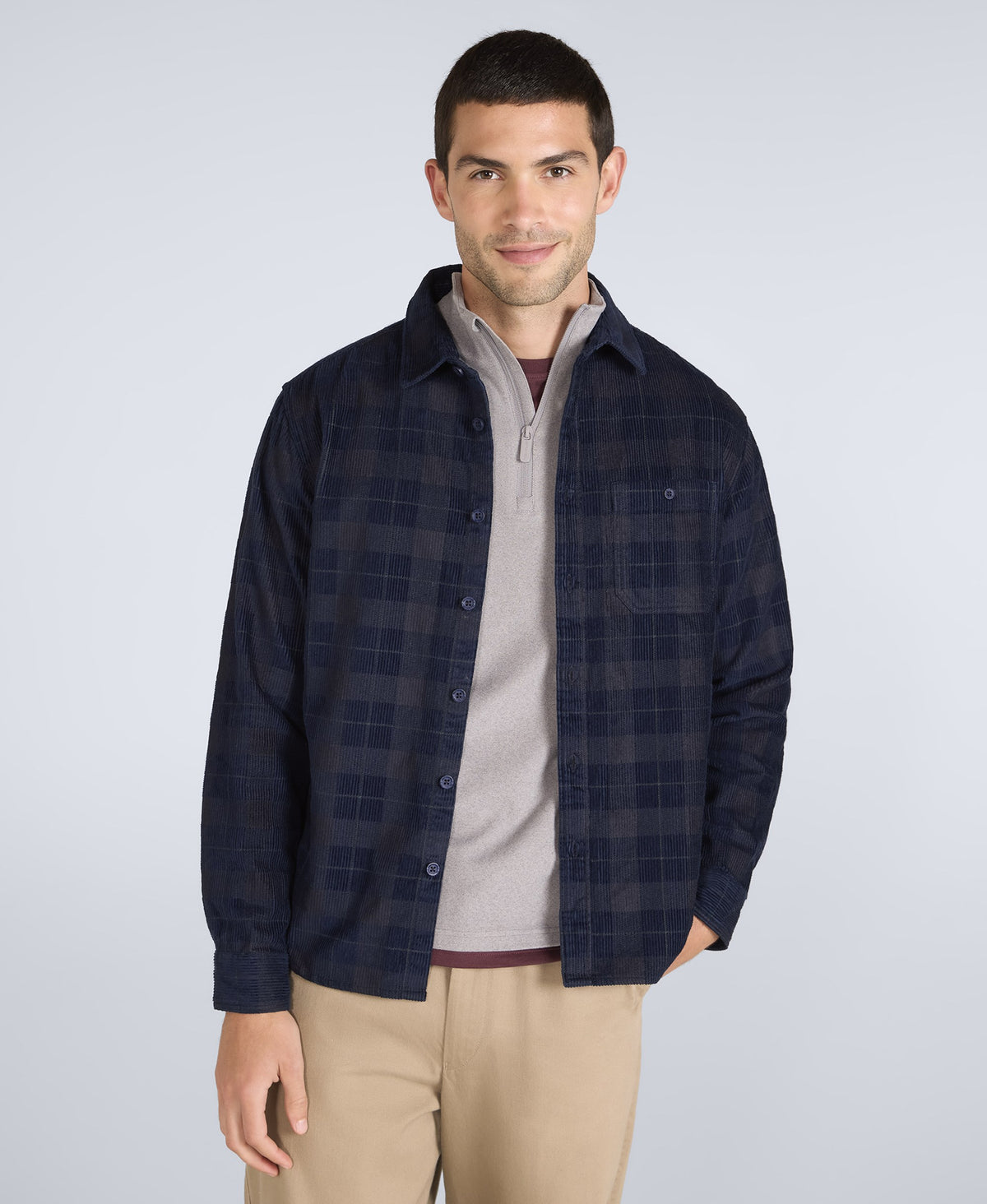 Lewis Mens Cord Shirt - Charcoal