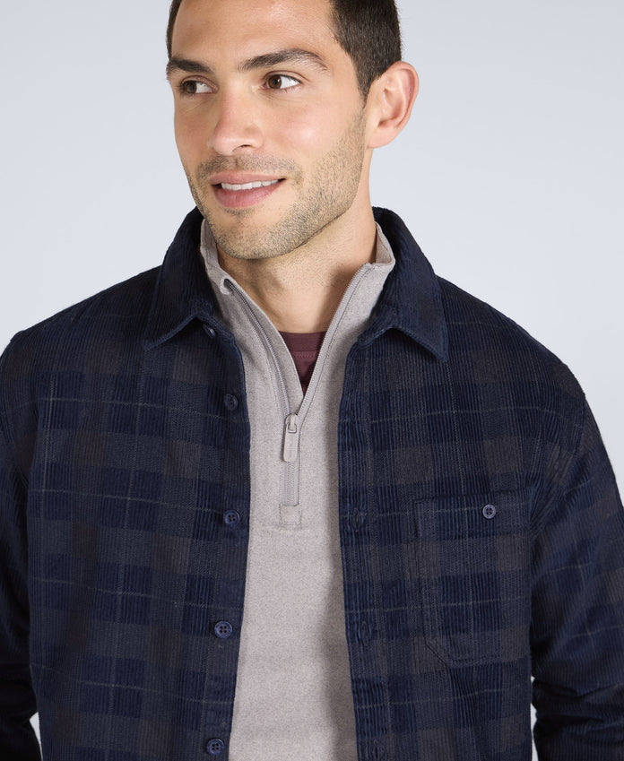 Lewis Mens Cord Shirt - Charcoal