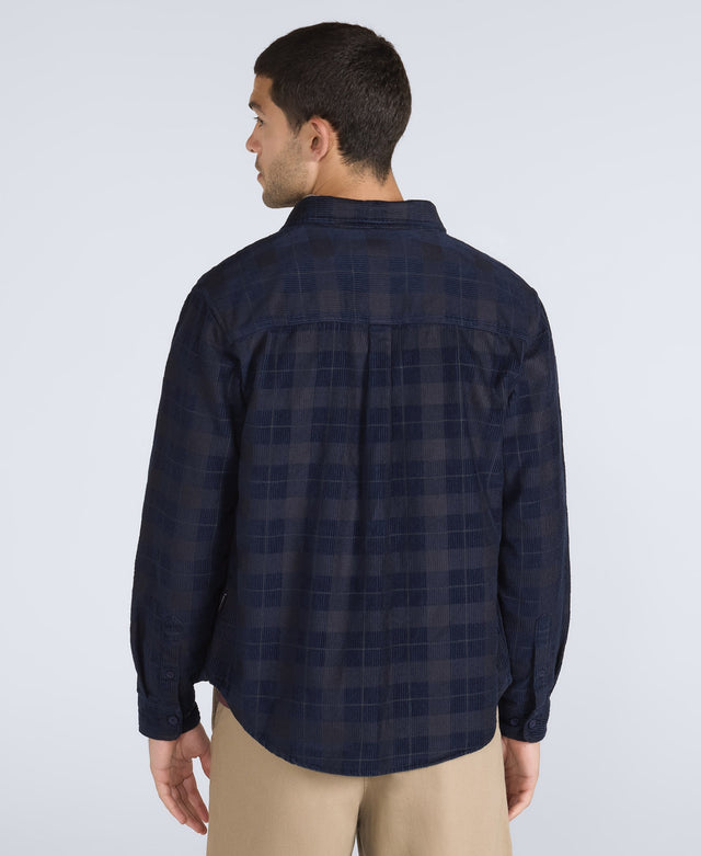Lewis Mens Cord Shirt - Charcoal