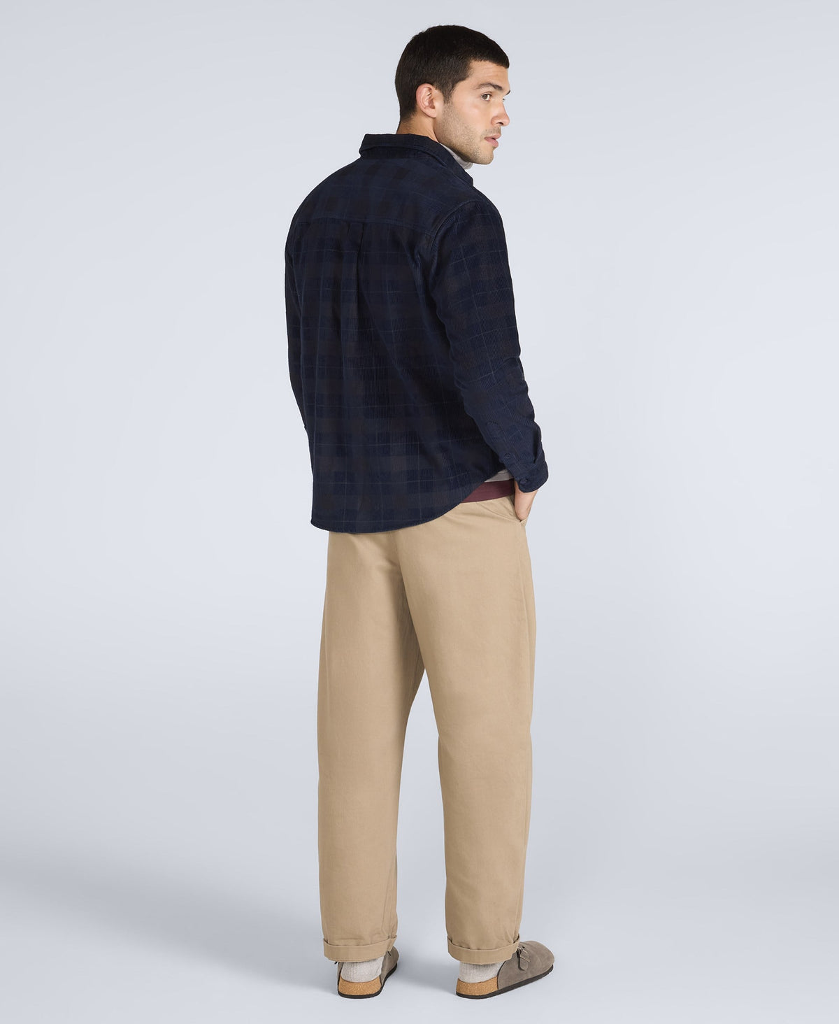 Lewis Mens Cord Shirt - Charcoal