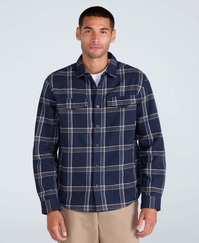 Seth Mens Fleece Bonded Shacket - Blue