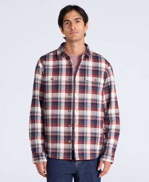 Seth Mens Fleece Bonded Shacket - Dark Blue