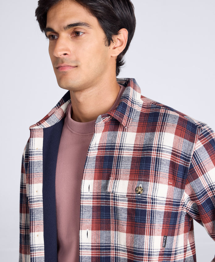 Seth Mens Fleece Bonded Shacket - Dark Blue