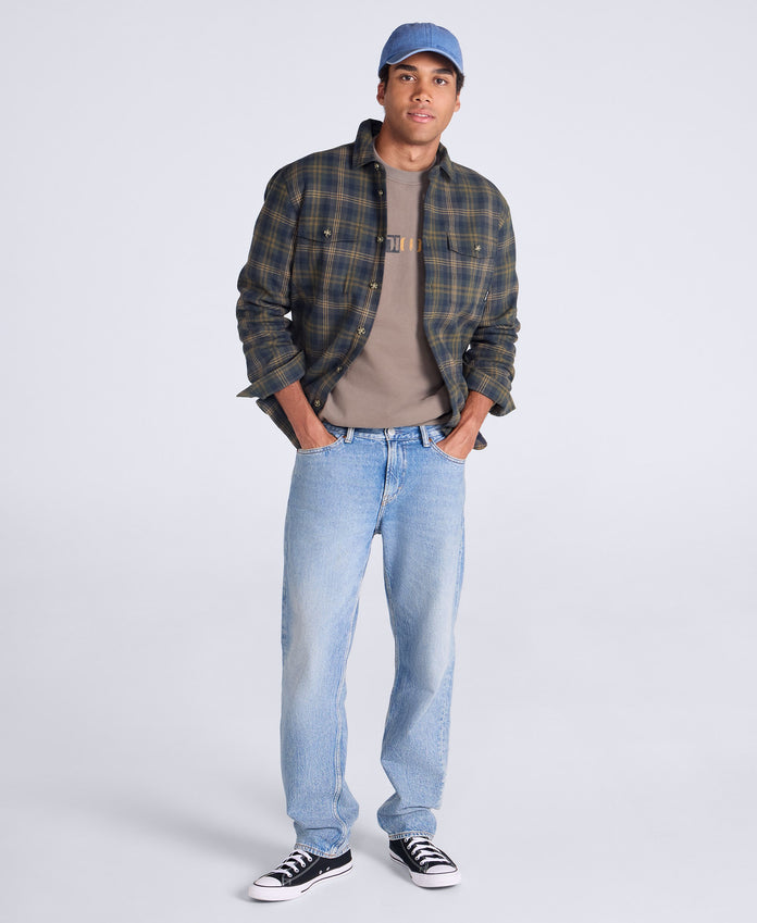 Seth Mens Fleece Bonded Shacket - Khaki