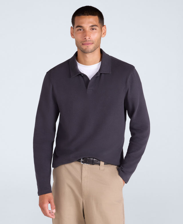 Ollie Mens Long Sleeve Polo - Black