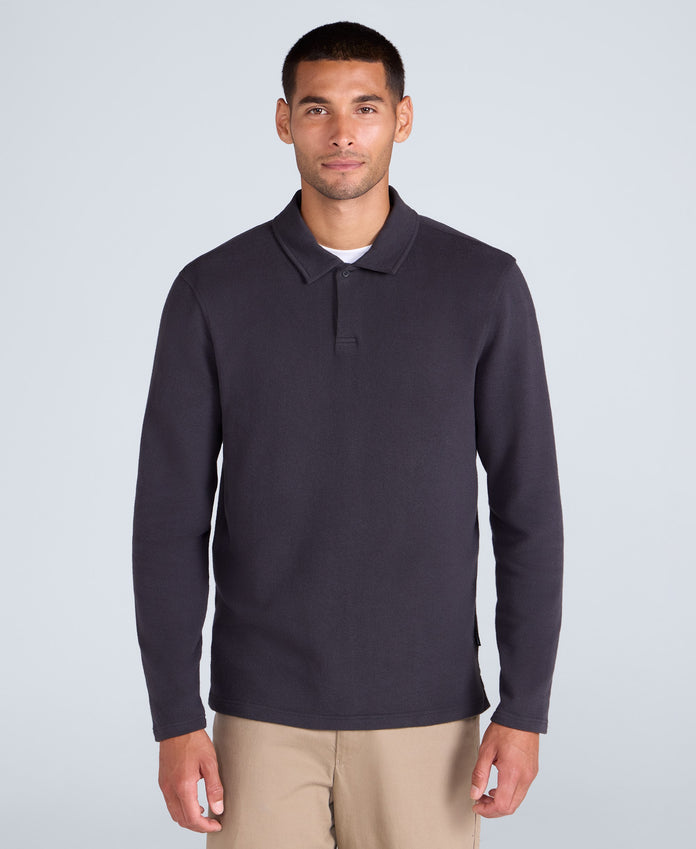 Ollie Mens Long Sleeve Polo - Black