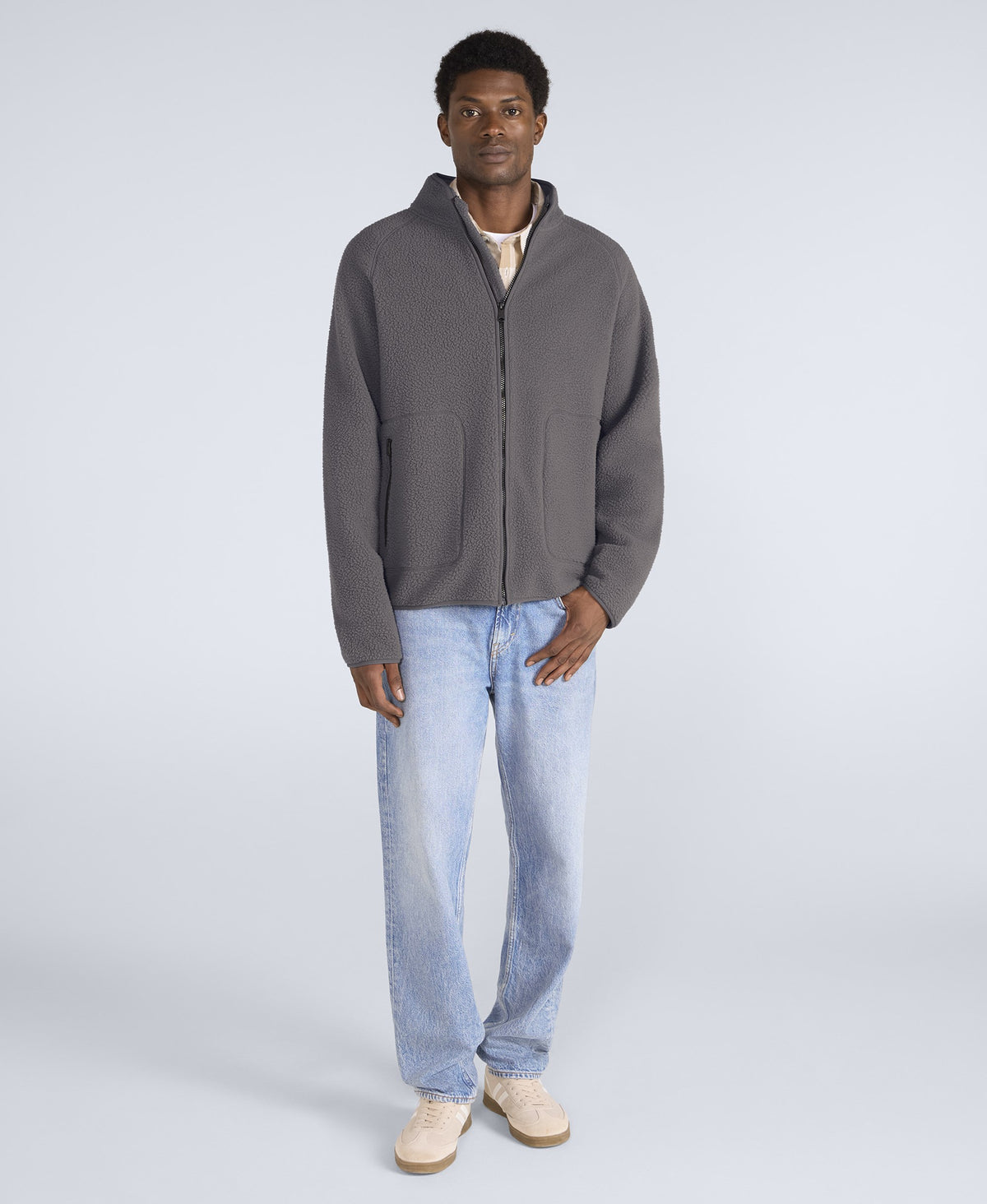 Andy Mens Borg Fleece Jacket - Light Grey