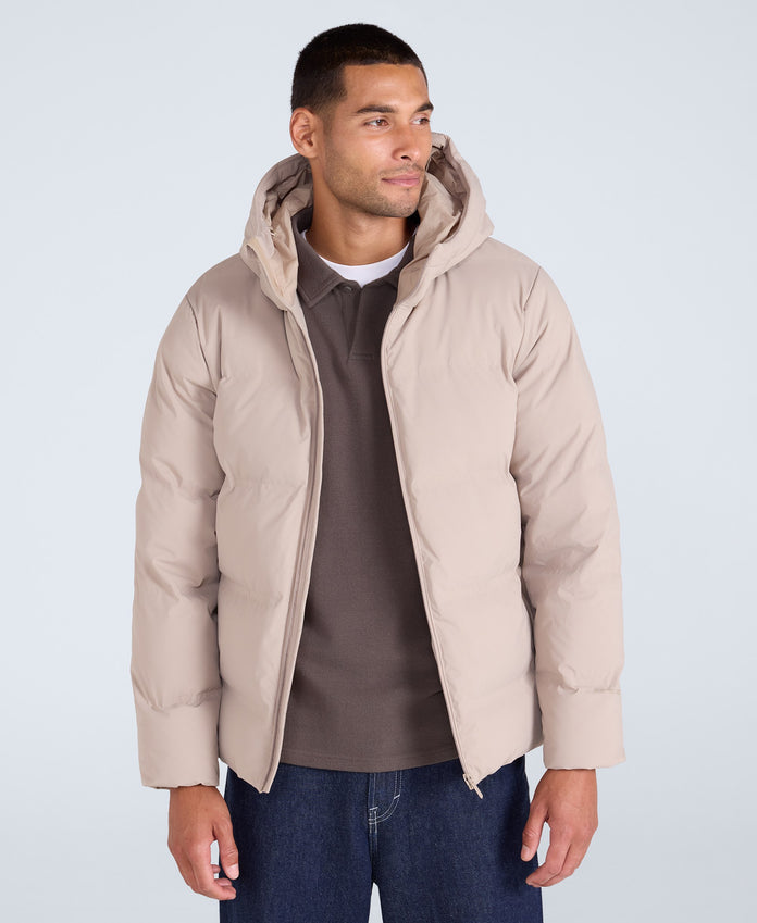 Mens Tech Down Heat Sealed Jacket - Beige