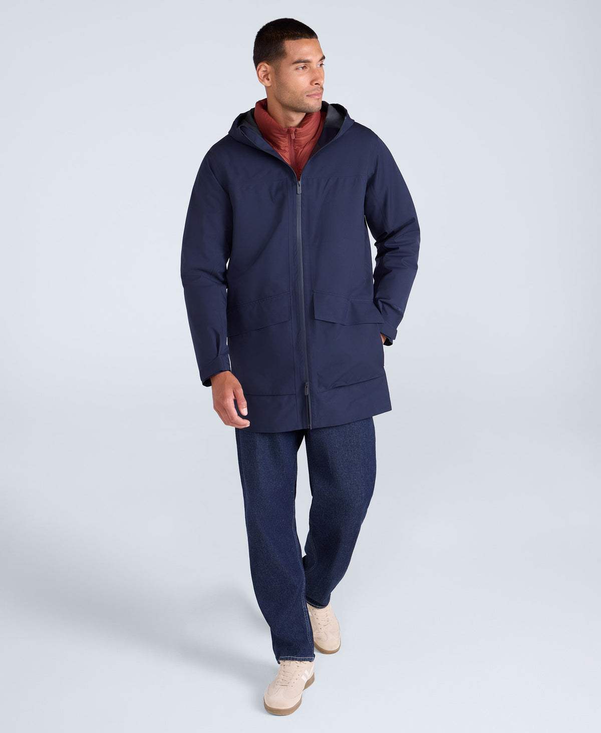 Elements Mens Longline 2.5 Layer Waterproof Jacket - Navy