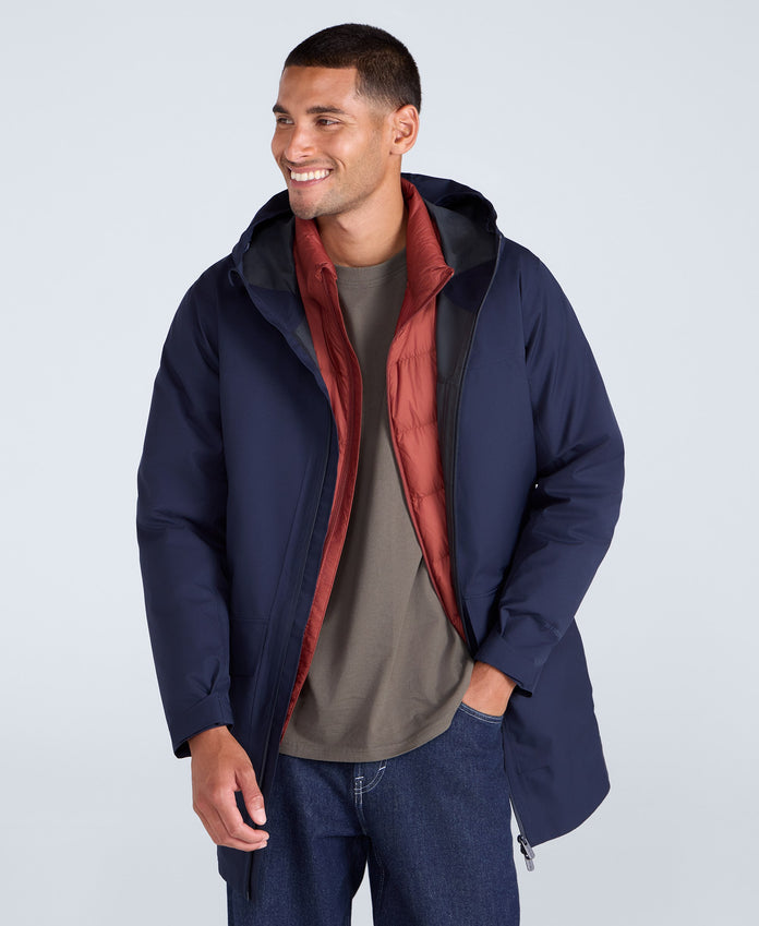 Elements Mens Longline 2.5 Layer Waterproof Jacket - Navy