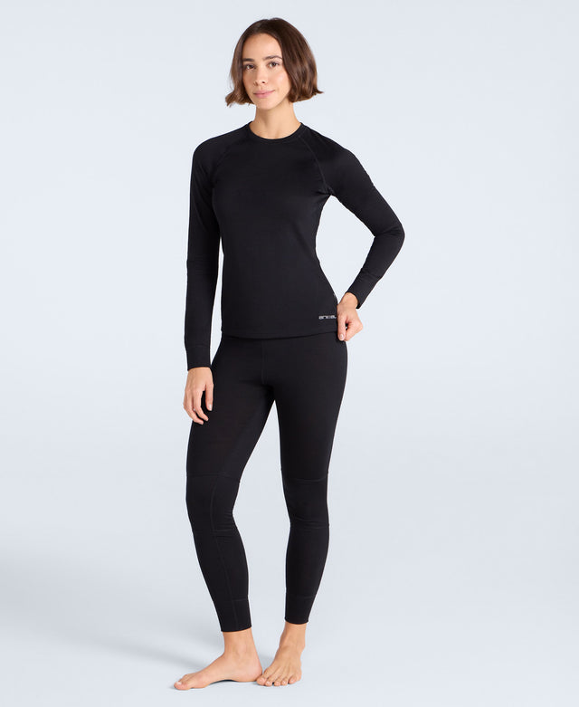 Womens Merino Long Sleeve Baselayer Top - Black