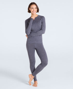 Womens Merino Long Sleeve Base Layer Top - Grey