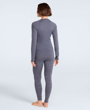 Womens Merino Long Sleeve Base Layer Top - Grey
