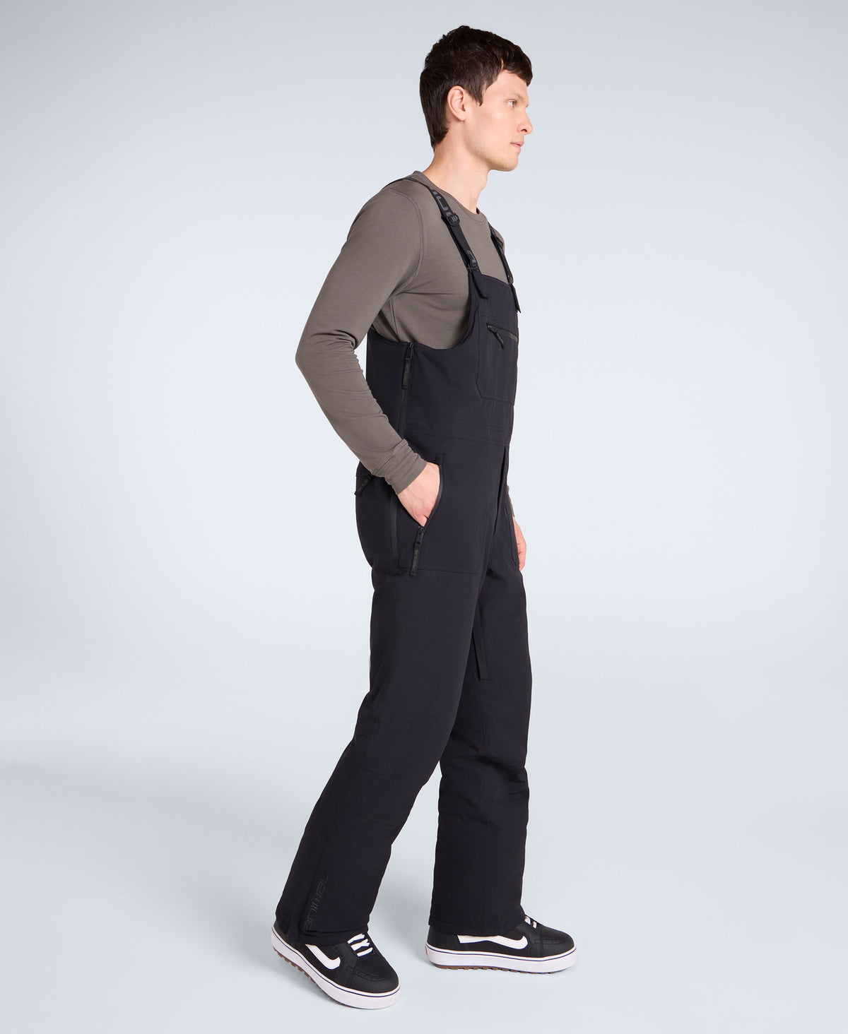 Powder Mens Waterproof Bib Front Ski Pants - Black