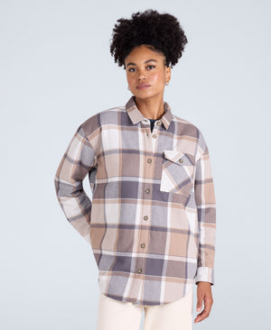Megan Womens Borg-Lined Shirt - Blue
