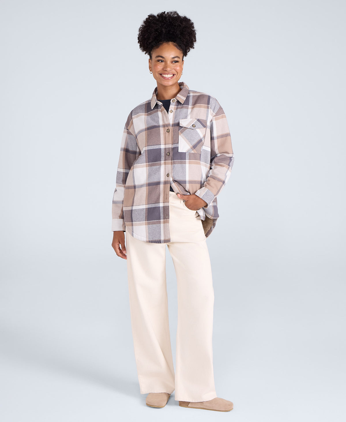 Megan Womens Borg-Lined Shirt - Blue