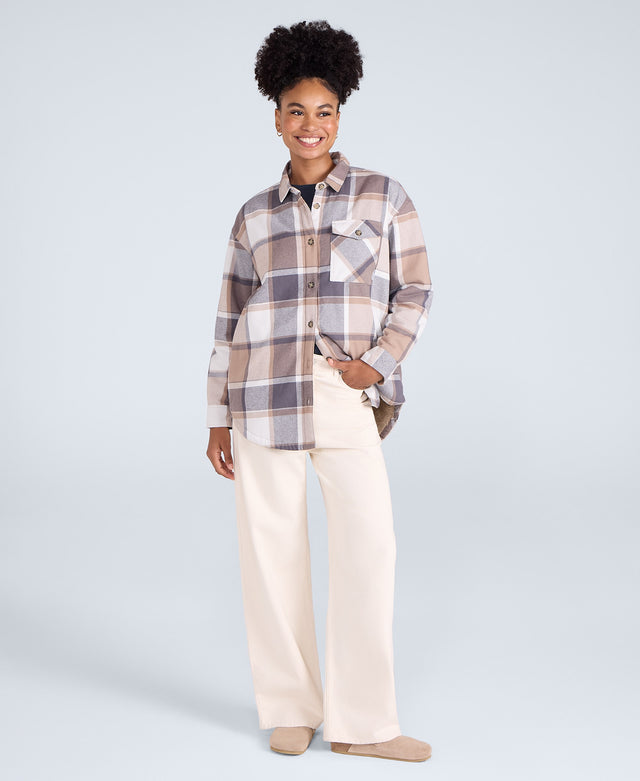 Megan Womens Borg-Lined Shirt - Blue