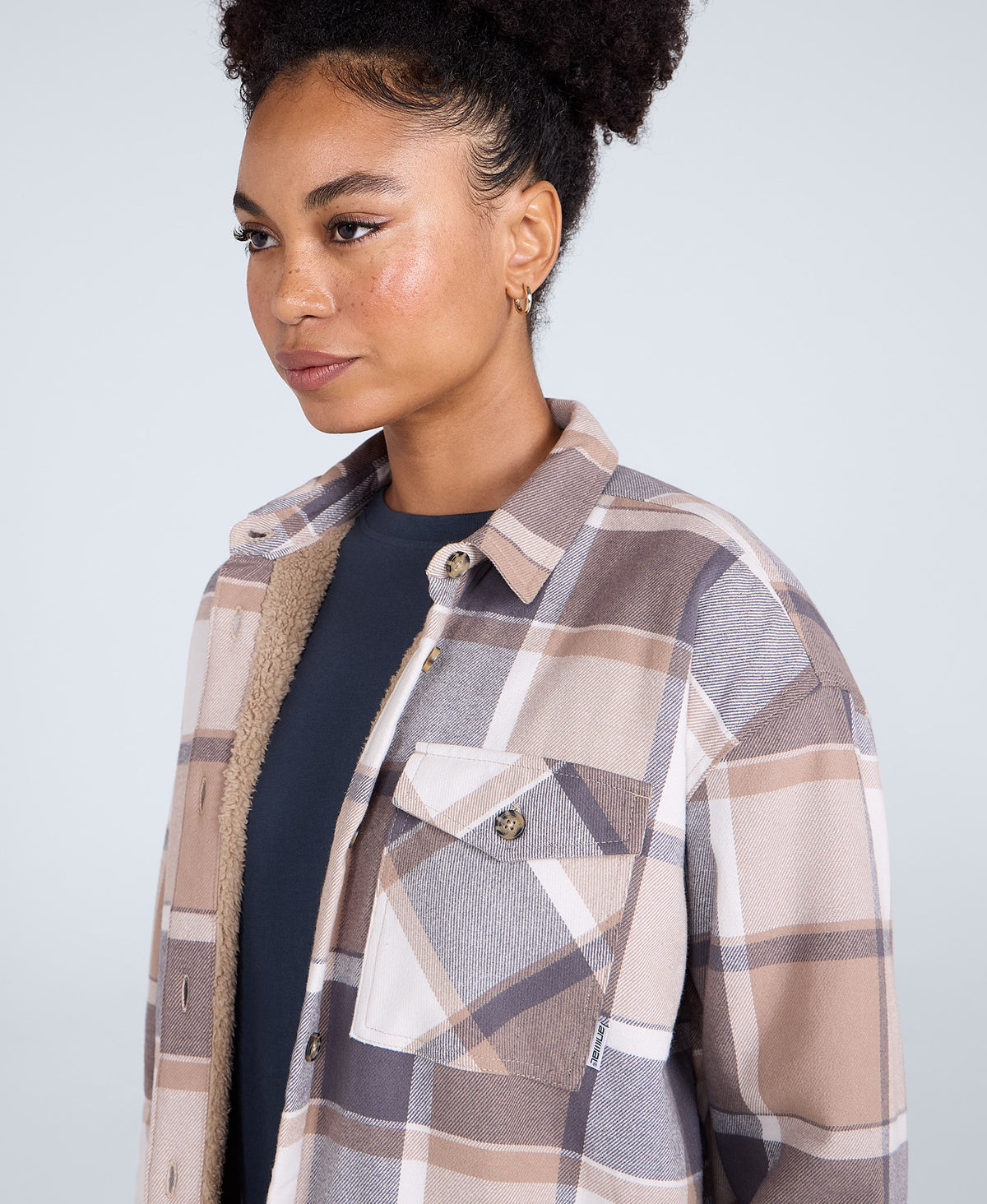 Megan Womens Borg-Lined Shirt - Blue
