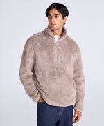 Teddy Mens Half Zip Fleece - Dark Beige