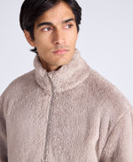 Teddy Mens Half Zip Fleece - Dark Beige