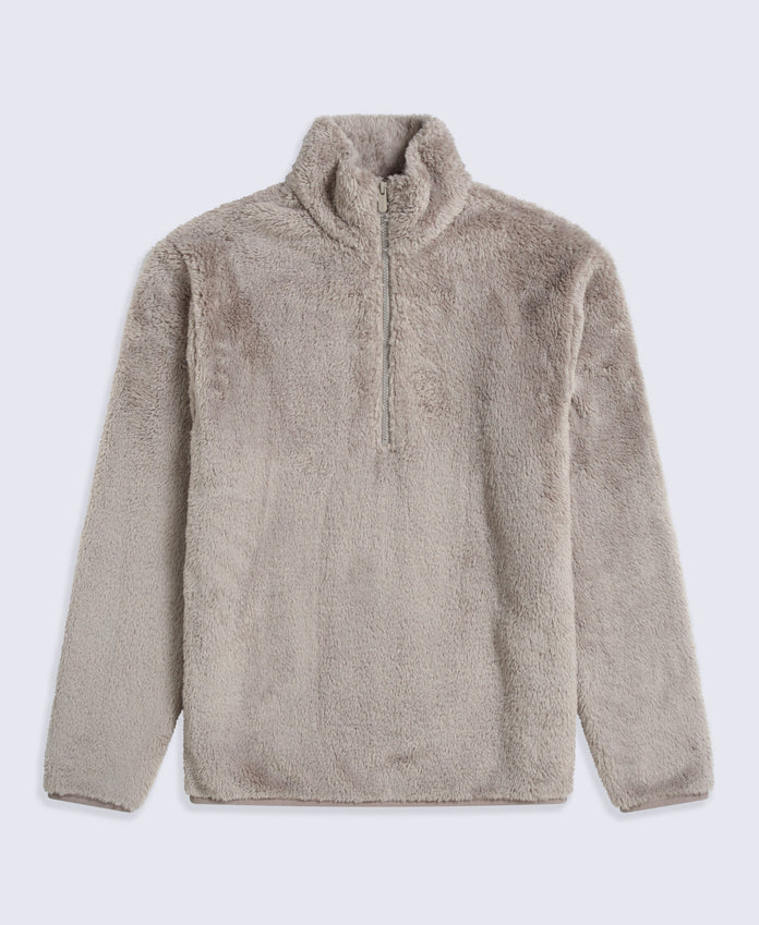 Teddy Mens Half Zip Fleece - Dark Beige