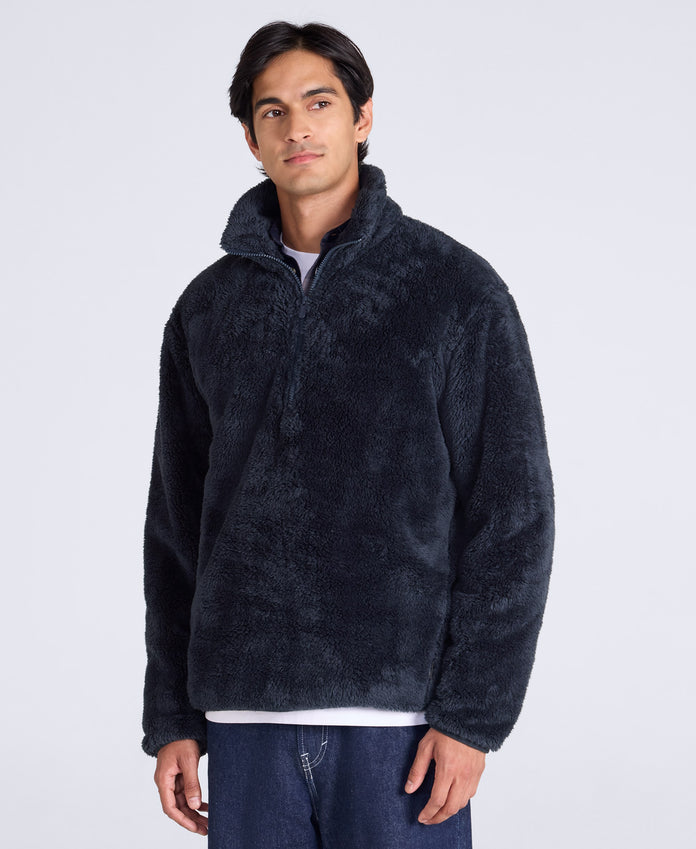 Teddy Mens Half Zip Fleece - Dark Blue
