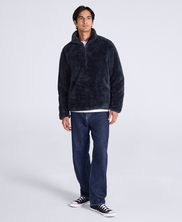 Teddy Mens Half Zip Fleece - Dark Blue