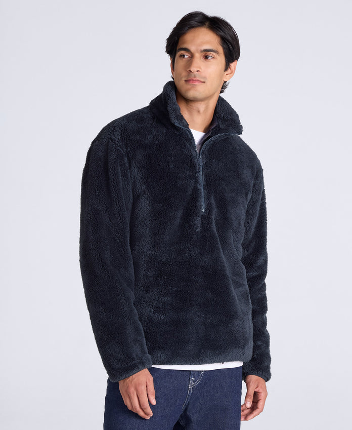 Teddy Mens Half Zip Fleece - Dark Blue