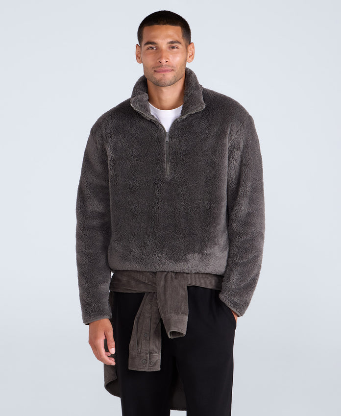 Teddy Mens Half Zip Fleece - Khaki